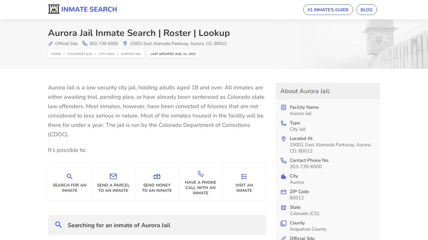 Aurora Jail Inmate Search | Roster | Lookup